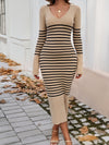 Hazel Blues® |  Striped V-Neck Long Sleeve Sweater Dress