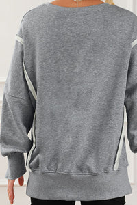 Hazel Blues® |  Exposed Seam High-Low Long Sleeve Sweatshirt