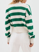 Hazel Blues® |  Striped Button Down Drop Shoulder Cardigan