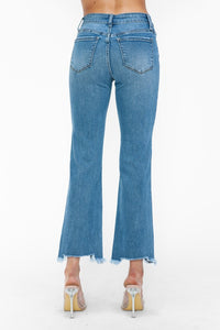 Hazel Blues® |  bytos Raw Hem Distressed Mid Rise Crop Jeans