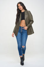 Hazel Blues® |  Coalition LA Single-Breasted Vegan Leather Blazer