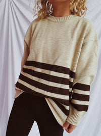 Hazel Blues® |  Striped Dropped Shoulder Long Sleeve Sweater