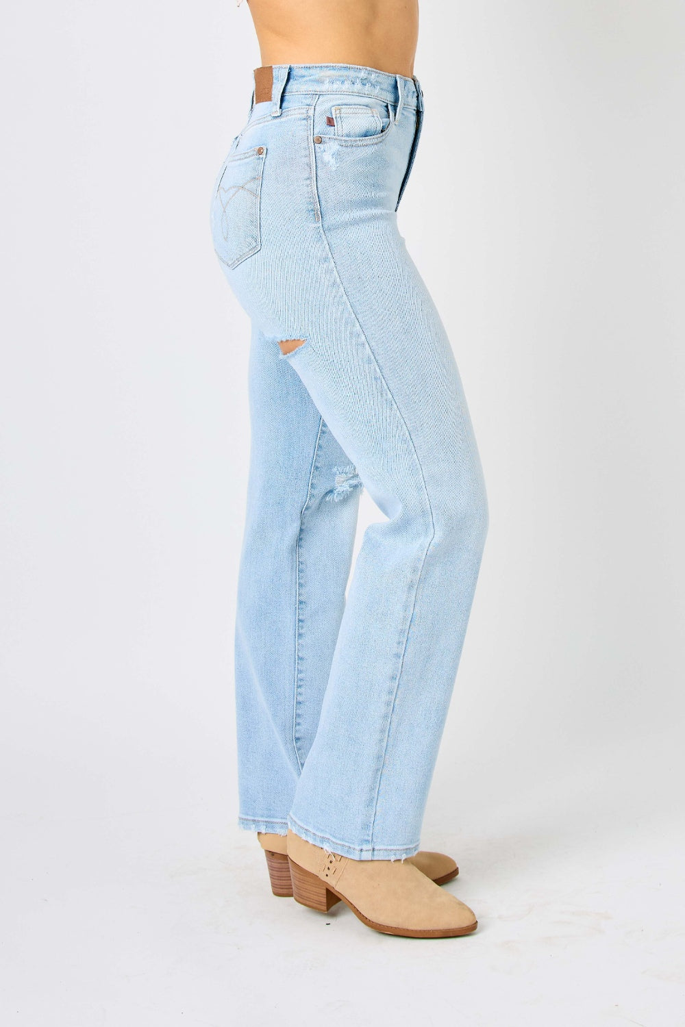 Hazel Blues® | Judy Blue High Waist Distressed Straight Jeans