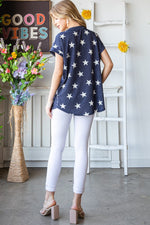 Hazel Blues® |  Heimish Star Print V-Neck Short Sleeve T-Shirt