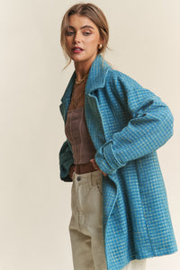 Hazel Blues® |  J.NNA Tweed Double-Breasted Long Sleeve Coat