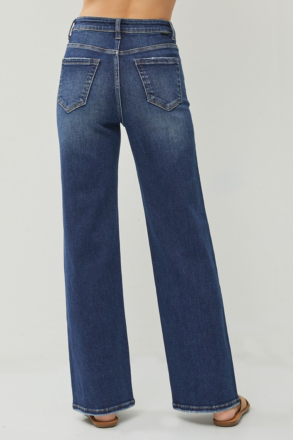 Hazel Blues® |  RISEN High Rise Distressed Wide Leg Jeans