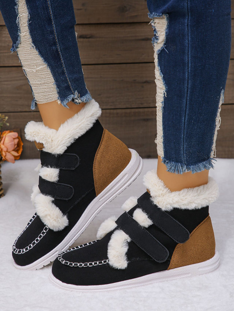 Hazel Blues® |  Faux Fur Round Toe Flat Boots