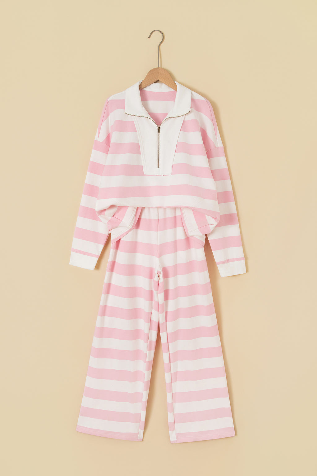 Violet Claire Pink Stripe Color-Block Pants Set