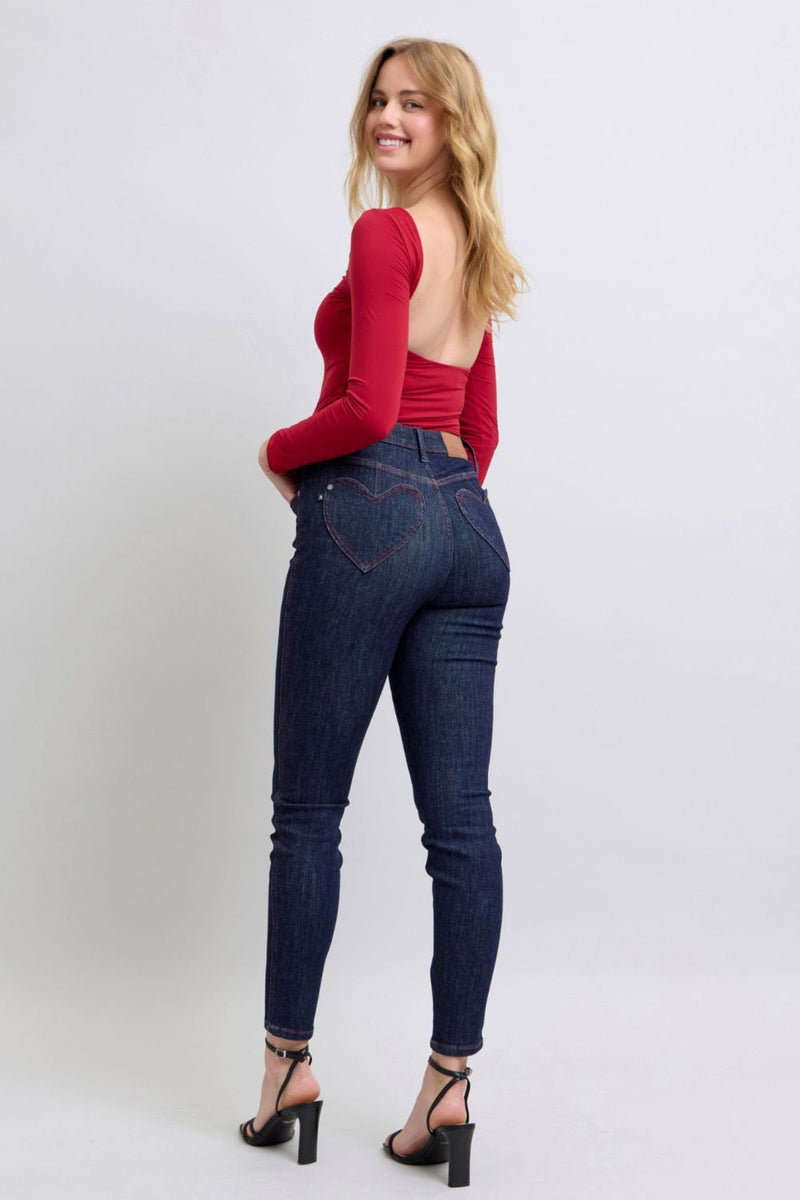 Hazel Blues® |  Judy Blue Heart Shaped Back Pockets Skinny Jeans