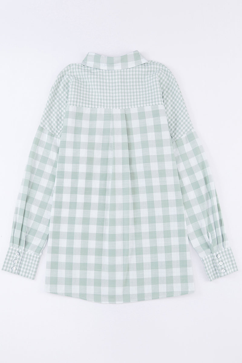 Hazel Blues® |  Pocketed Plaid Collared Neck Long Sleeve Shirt