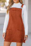 Hazel Blues® |  Cinnamon Solid Front Pockets Sleeveless Corduroy Overall Dress