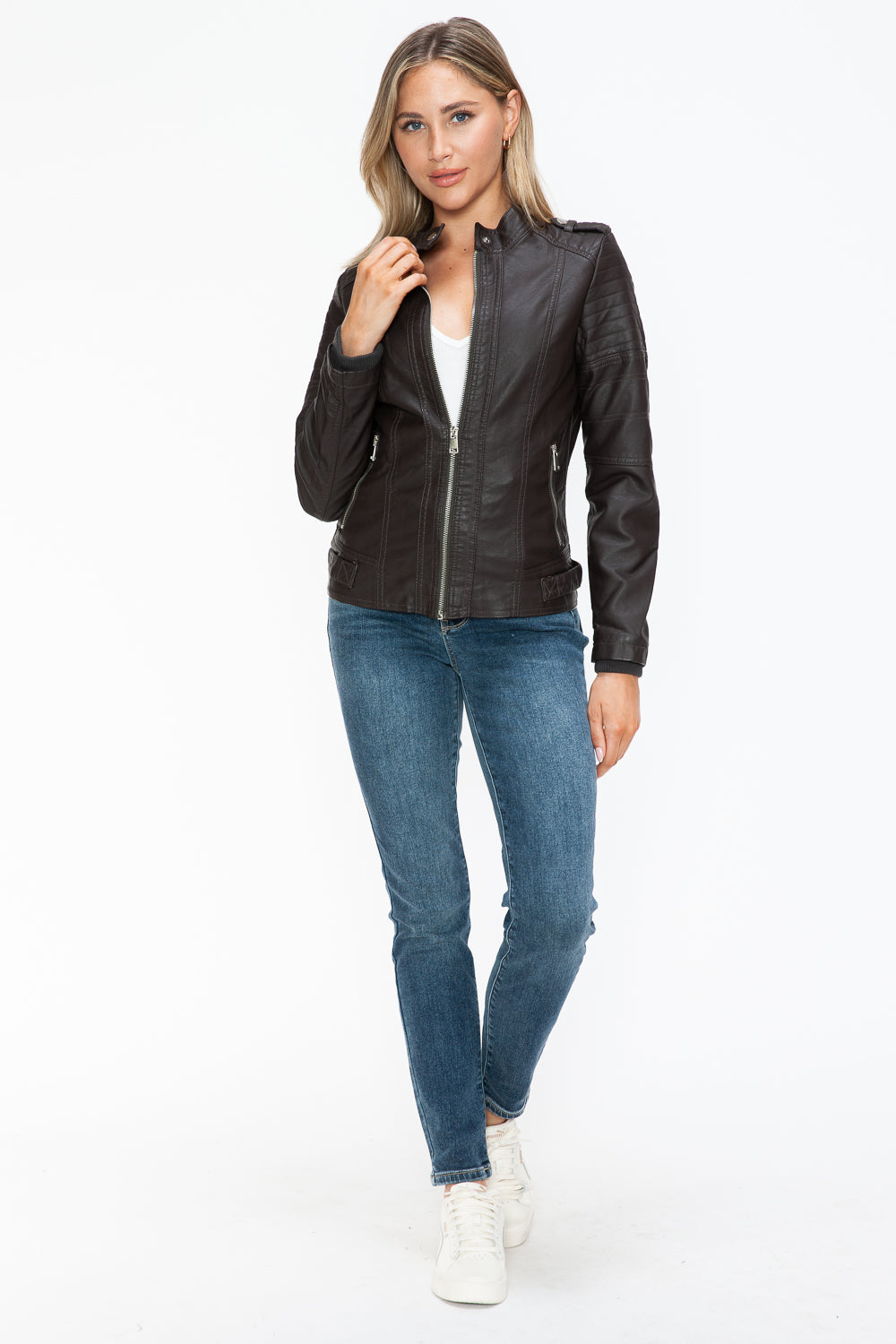 Hazel Blues® |  Snobbish PU Leather Biker Jacket with Side Zip Pockets