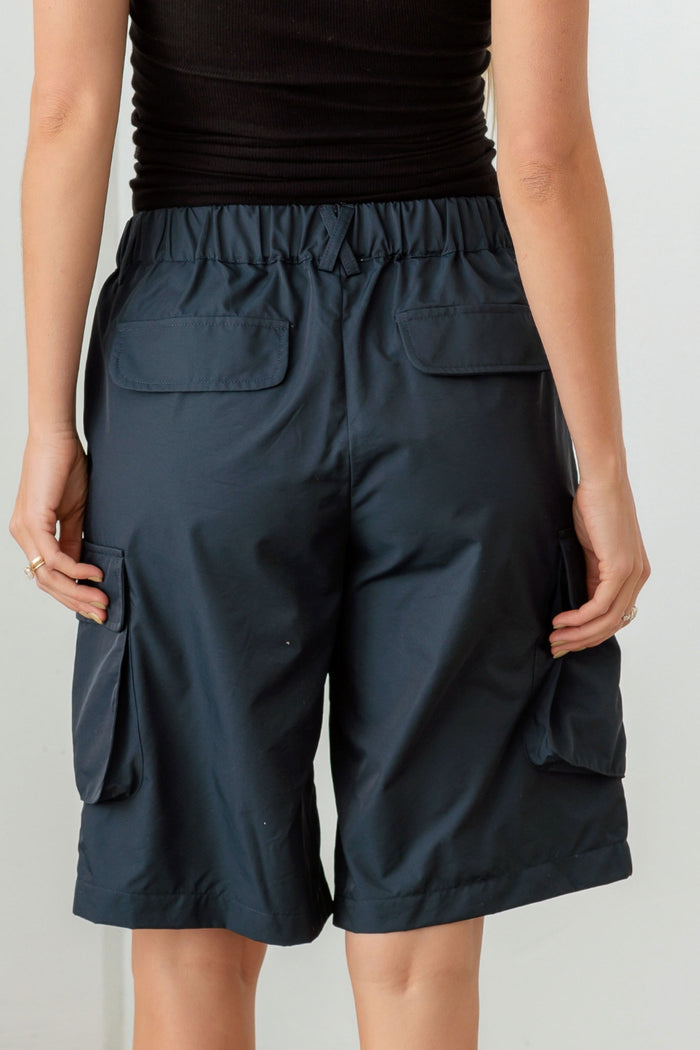 Hazel Blues® |  Tasha Apparel Navy Cargo Bermuda Shorts