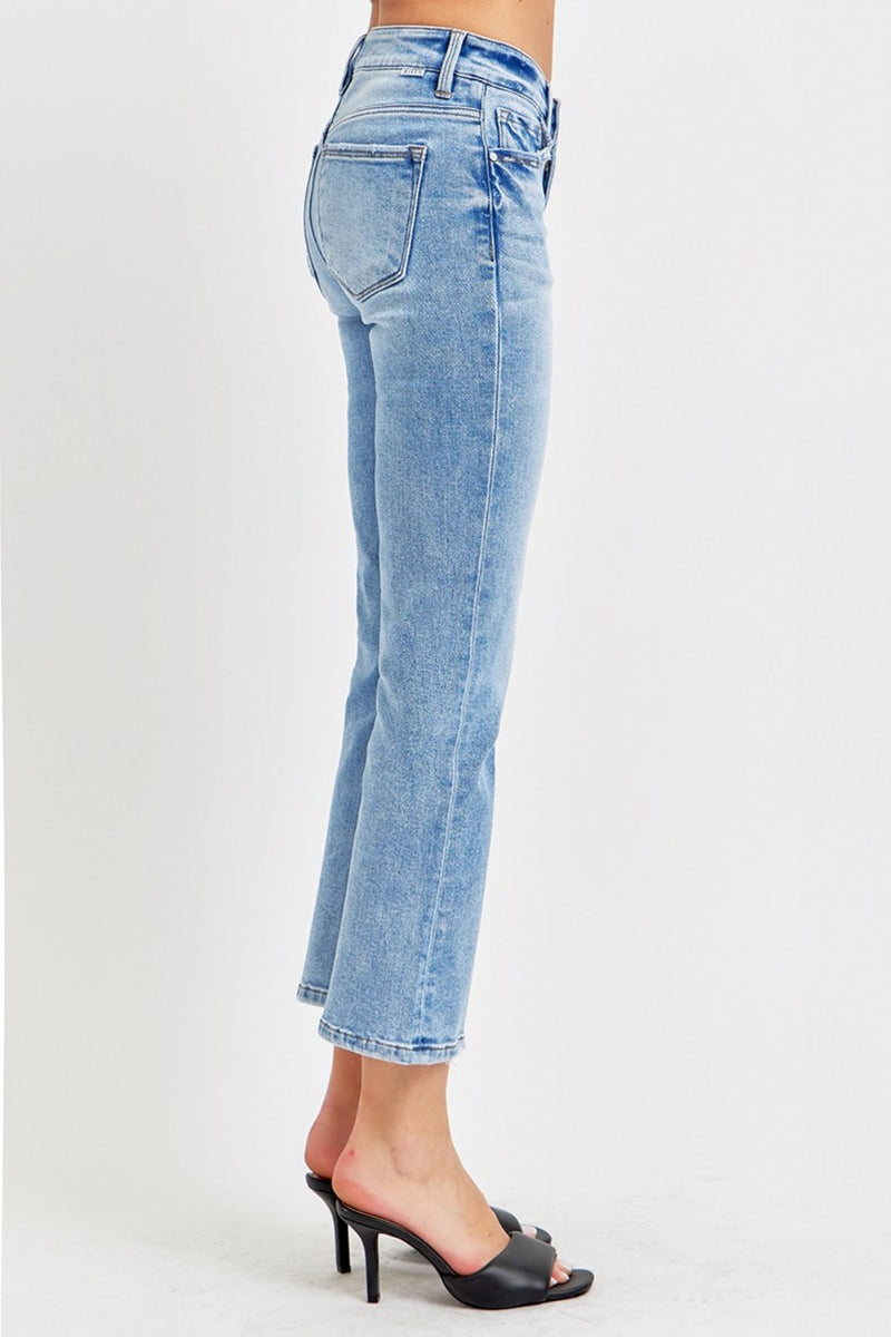 Hazel Blues® |  RISEN Low Rise Crop Slim Straight Jeans