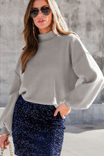 Hazel Blues® |  Mock Neck Dropped Shoulder Sweater