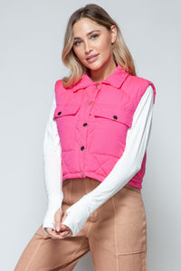 Hazel Blues® |  Snobbish Snap Down Quilted Crop Vest