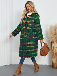 Hazel Blues® |  Plaid Long Sleeve Hooded Coat with Pockets