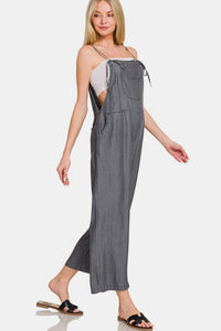 Hazel Blues® |  Zenana Washed Adjustable Strap Wide Leg Denim Overalls