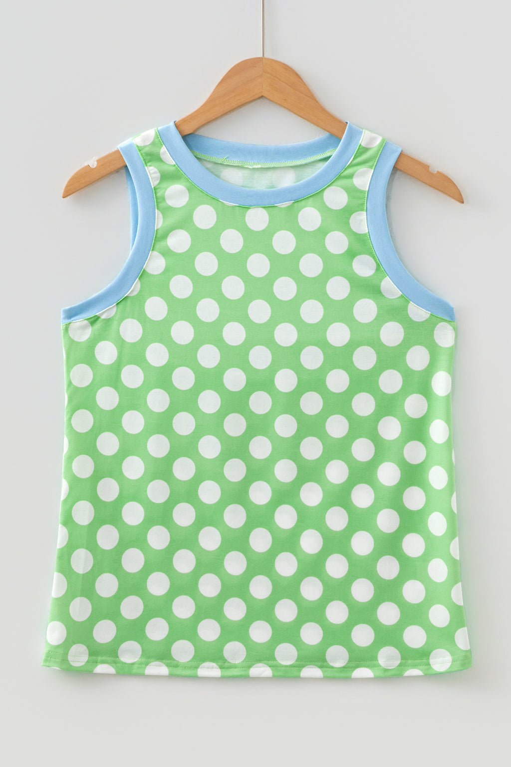 Contrast Trim Polka Dot Round Neck Loose Tank Top | Polka Dot Round Neck Tank