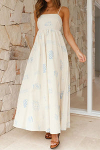 Hazel Blues® |  Cutout Back Printed Square Neck Maxi Dress