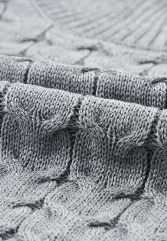 Hazel Blues® | Cable Knit Turtleneck Short Sleeve Sweater