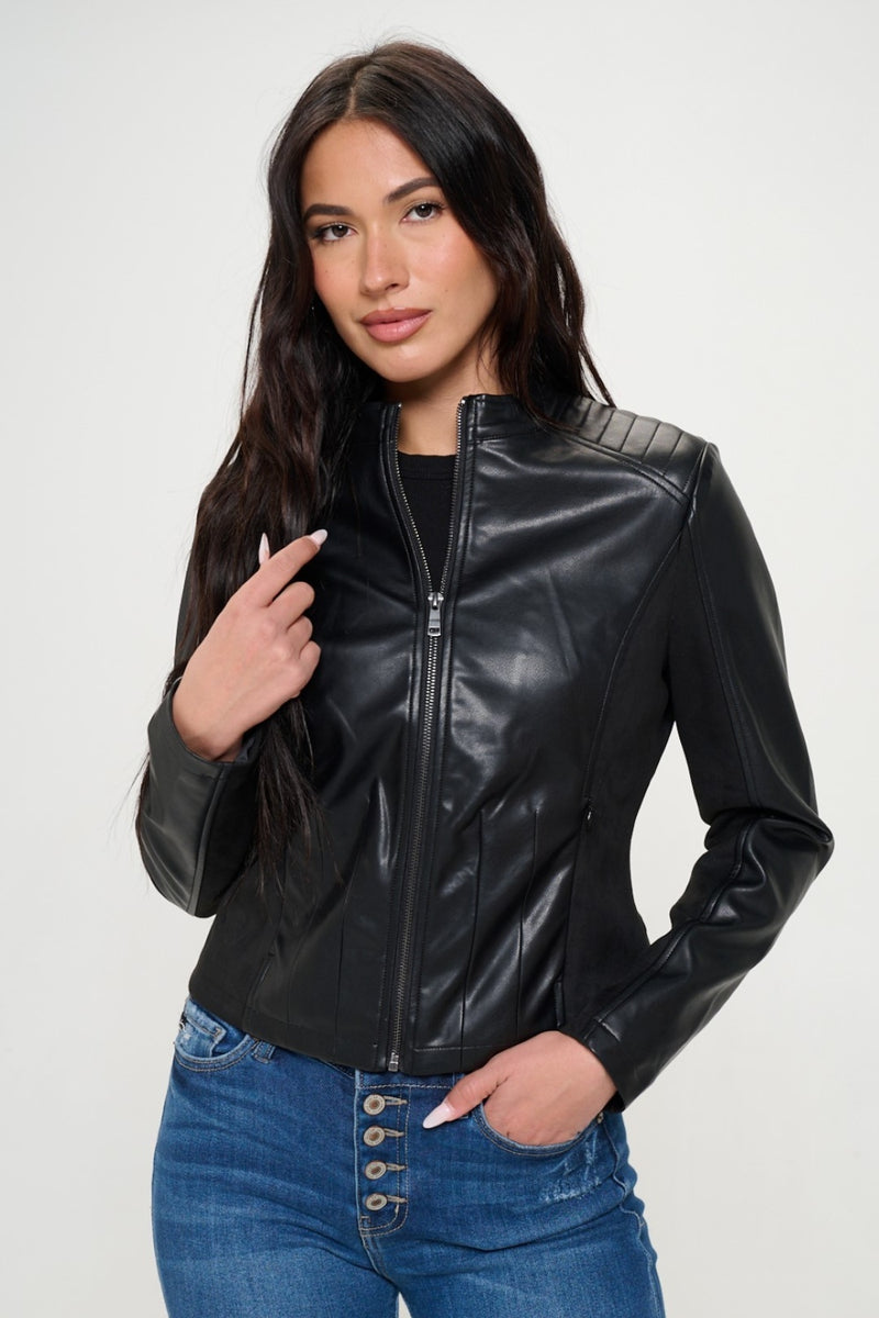 Hazel Blues® |  Coalition LA Zip Up Vegan Moto Jacket