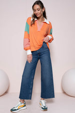 Hazel Blues® |  Hailey & Co Color Block Top with Striped Panel