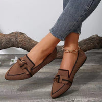 Hazel Blues® |  Bow Contrast Trim Point Toe Loafers