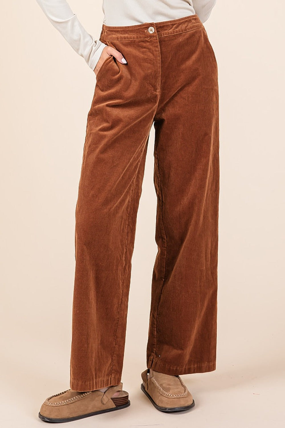 Hazel Blues® |  Mittoshop Corduroy Back Elastic Waist Pants