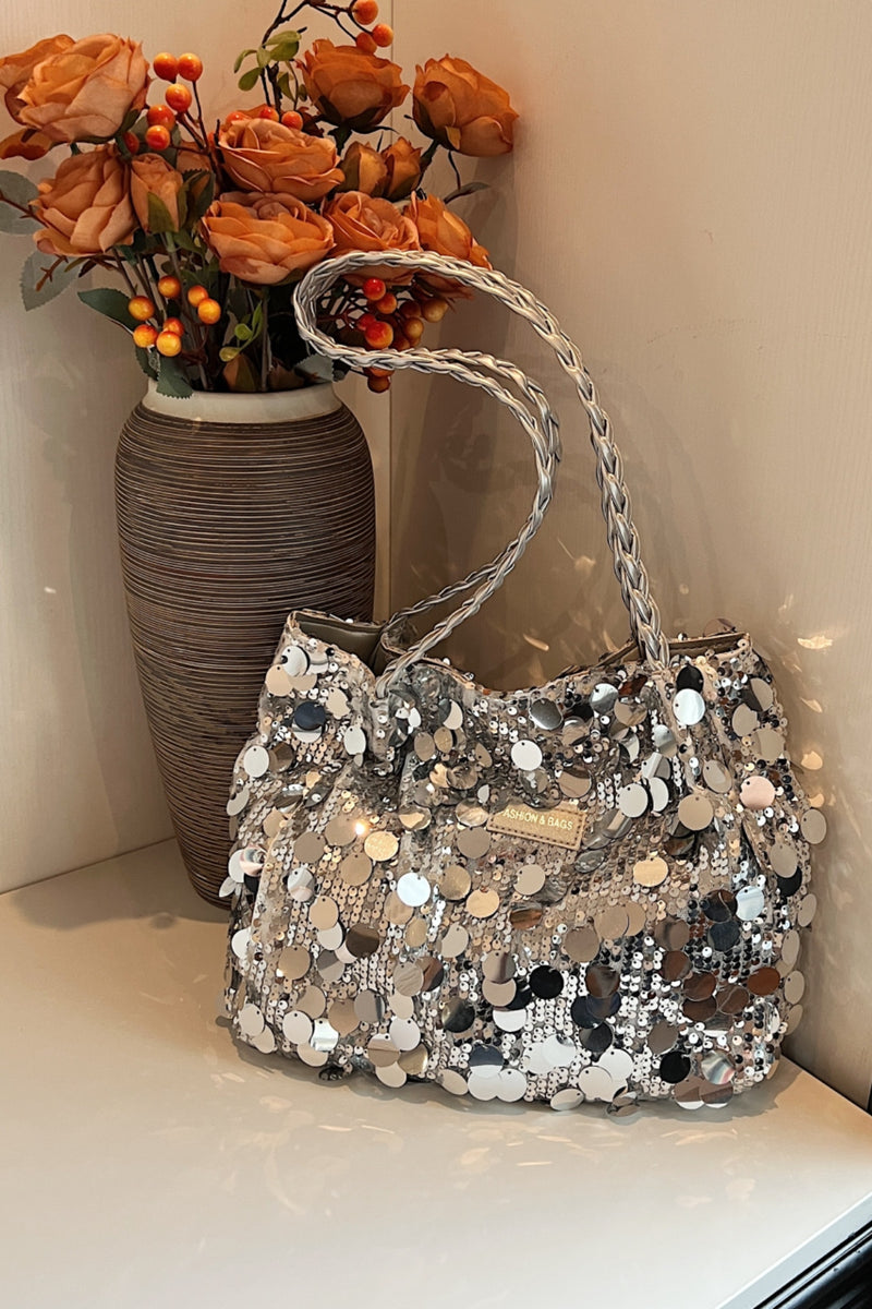 Hazel Blues® |  Sequin Braided Strap Shoulder Bag