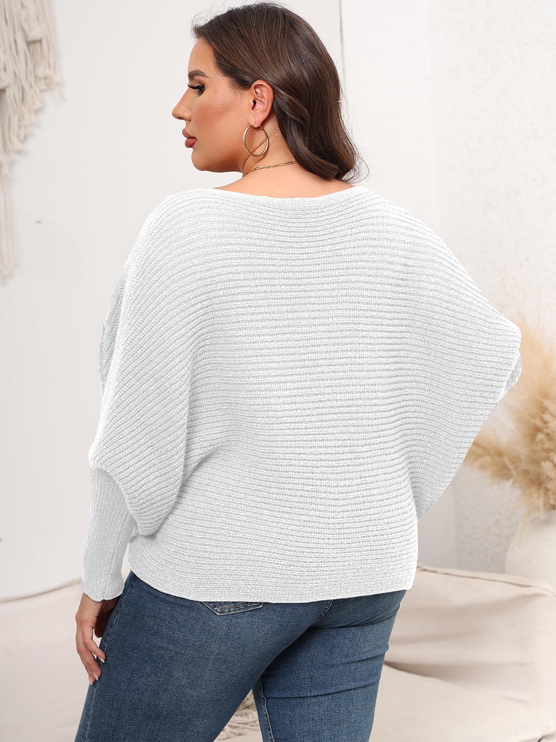 Hazel Blues® |  Boat Neck Batwing Sleeve Sweater