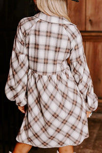 Hazel Blues® |  Plaid Long Sleeve Mini Shirt Dress