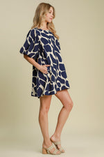 Hazel Blues® |  Umgee Two Tone Abstract Print Puff Sleeve Dress