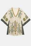 Hazel Blues® |  Printed V-Neck Three-Quarter Sleeve Mini Dress