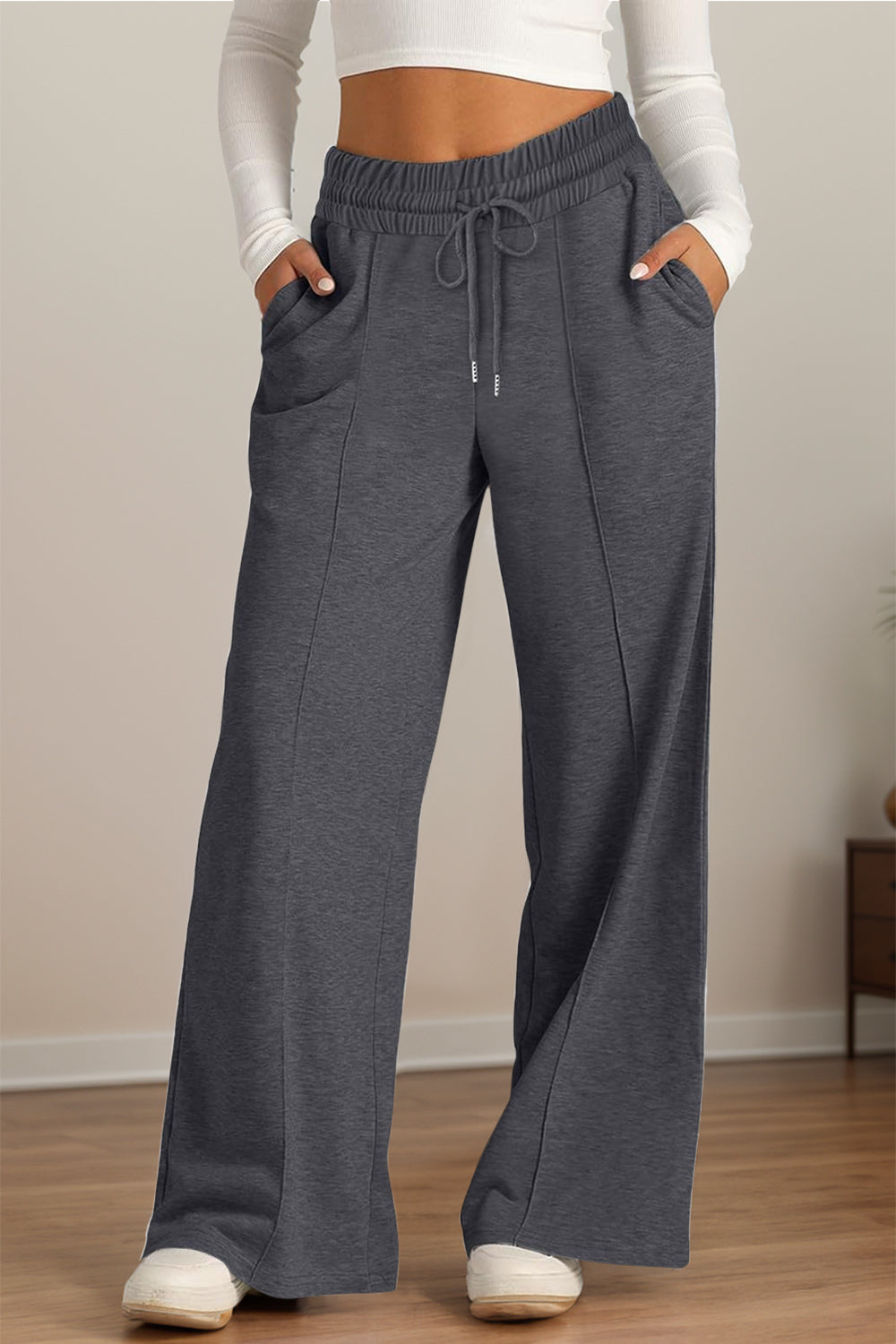 Hazel Blues® |  Drawstring Elastic Waist Wide Leg Pants