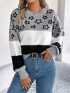 Hazel Blues® |  Star Contrast Round Neck Sweater