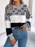 Hazel Blues® |  Star Contrast Round Neck Sweater