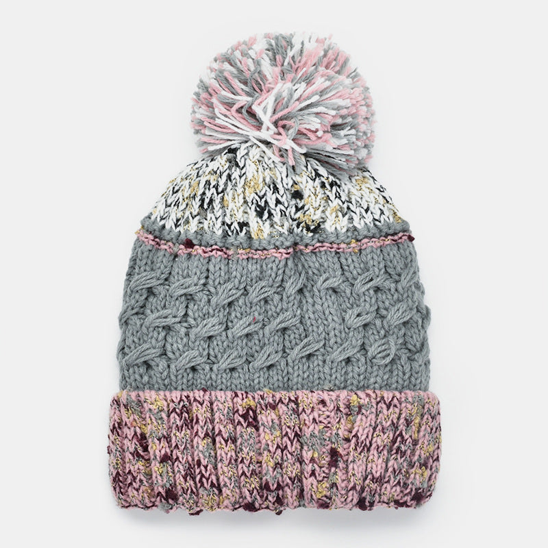 Hazel Blues® |  Contrast Thermal Hat with Pompom