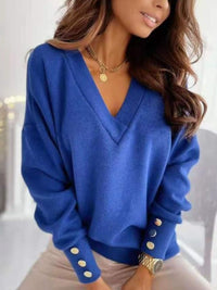 Hazel Blues® |  V-Neck Long Sleeve Sweatshirt