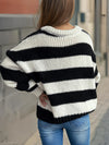 Hazel Blues® |  Contrast Striped Round Neck Long Sleeve Sweater