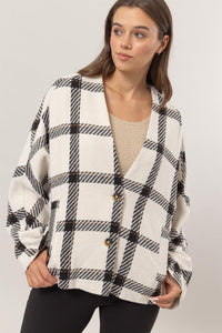 Hazel Blues® |  HYFVE Plaid Long Sleeve Jacket with Side Slit Pockets