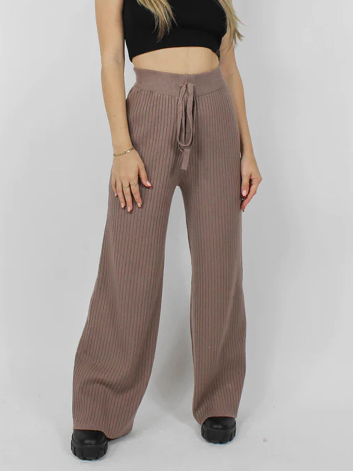 Hazel Blues® |  Ribbed Wide Leg Sweater Pants