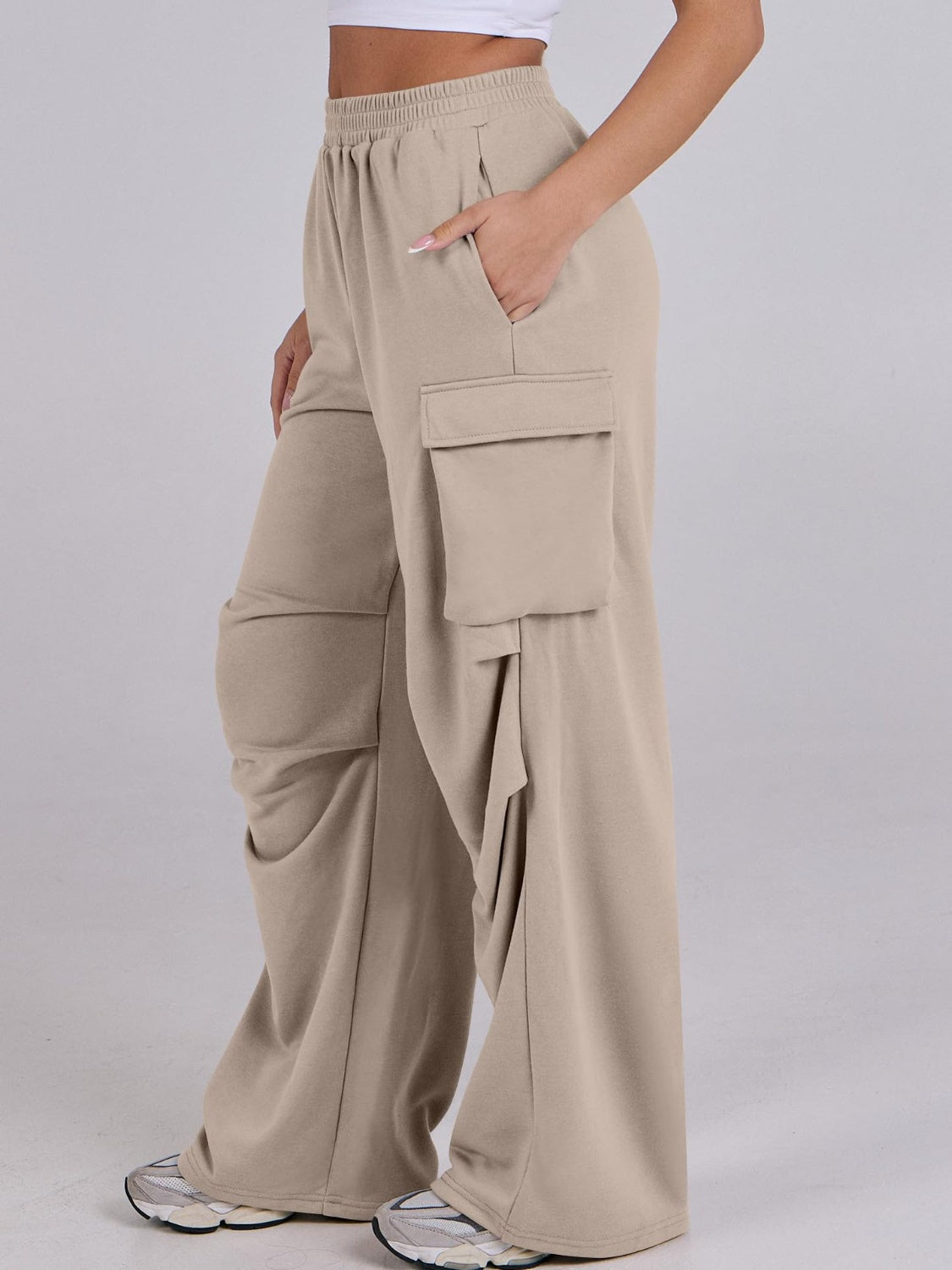 Hazel Blues® |  Elastic Waist Wide Leg Pants with Pockets