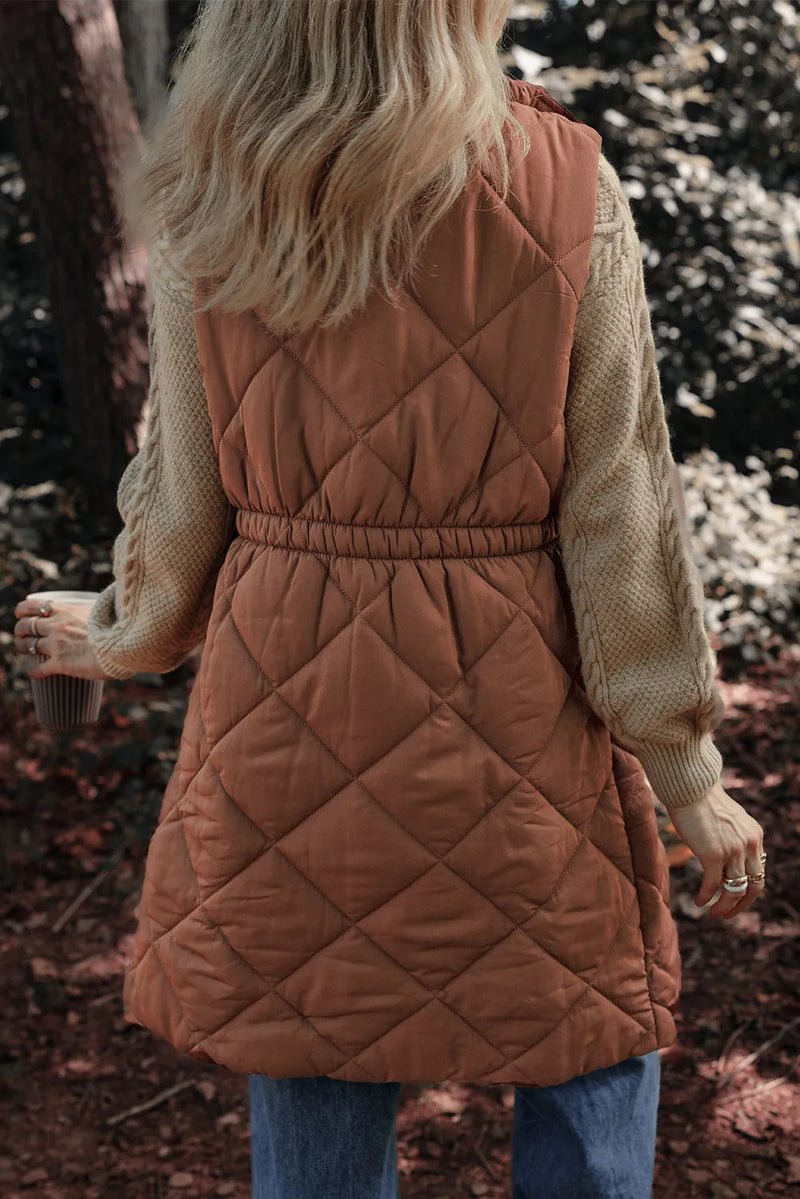 Hazel Blues® |  Pocketed Zipper and Button Vest Coat