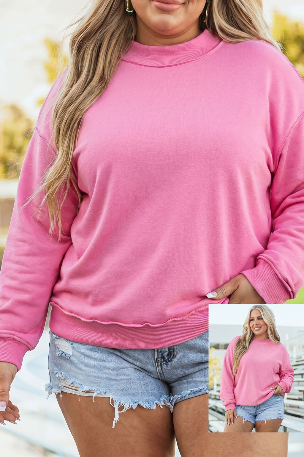 Avery Lane Reversible Sweatshirt — Bright Pink