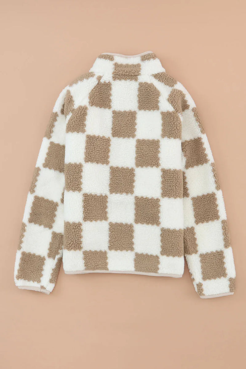 Hazel Blues® |  Checkered Snap Down Long Sleeve Jacket
