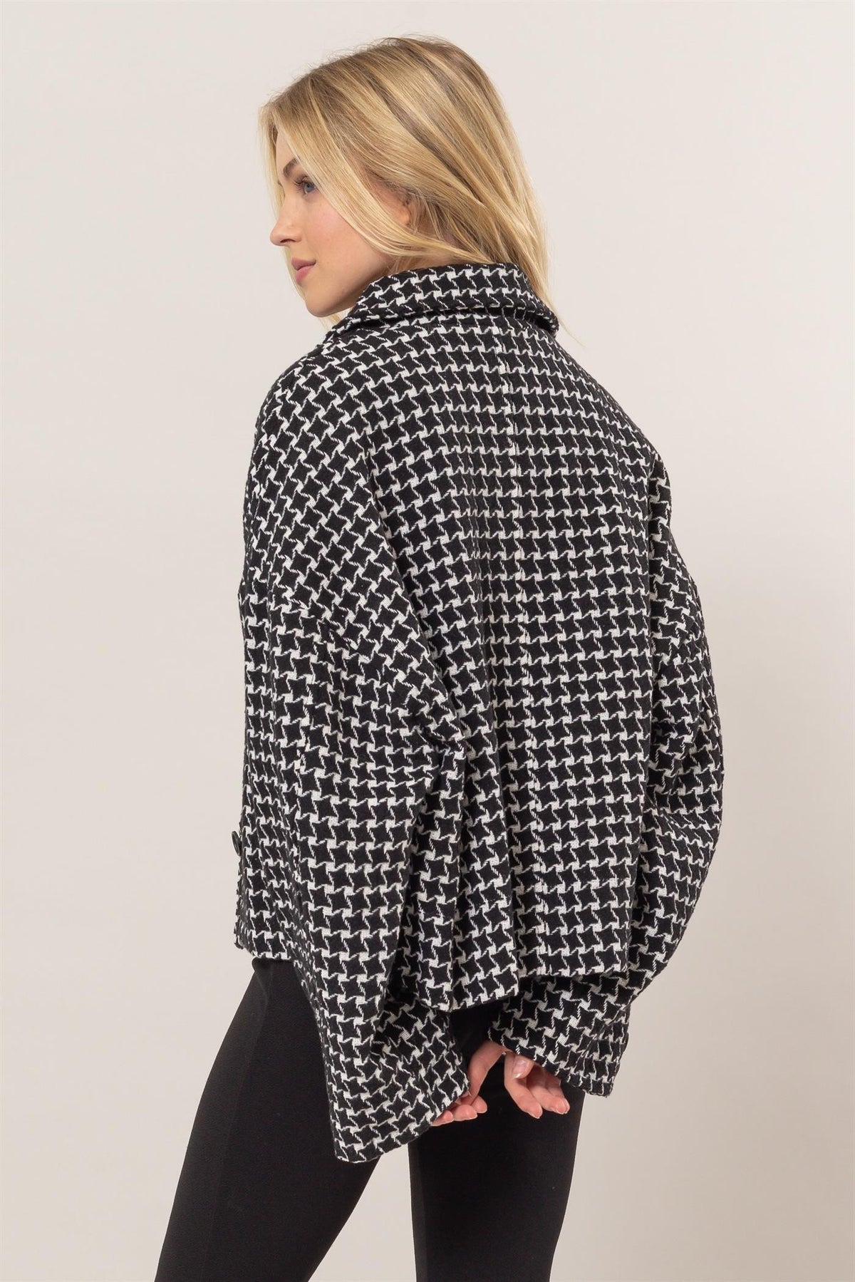 Hazel Blues® |  HYFVE Tweed Plaid Button Up Collared Neck Jacket