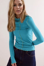 Hazel Blues® |  Basic Bae Contrast Trim Mock Neck Long Sleeve T-Shirt