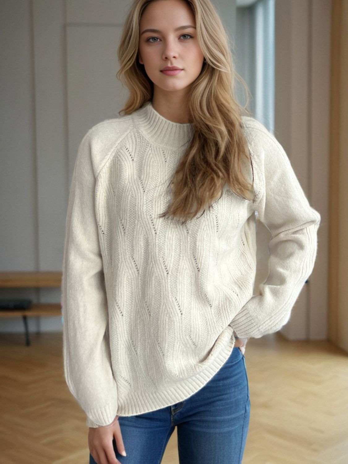 Hazel Blues® |  Mock Neck Long Sleeve Sweater