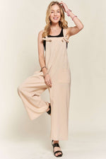 Hazel Blues® |  ADORA Knotted Wide Strap Wide Leg Overalls